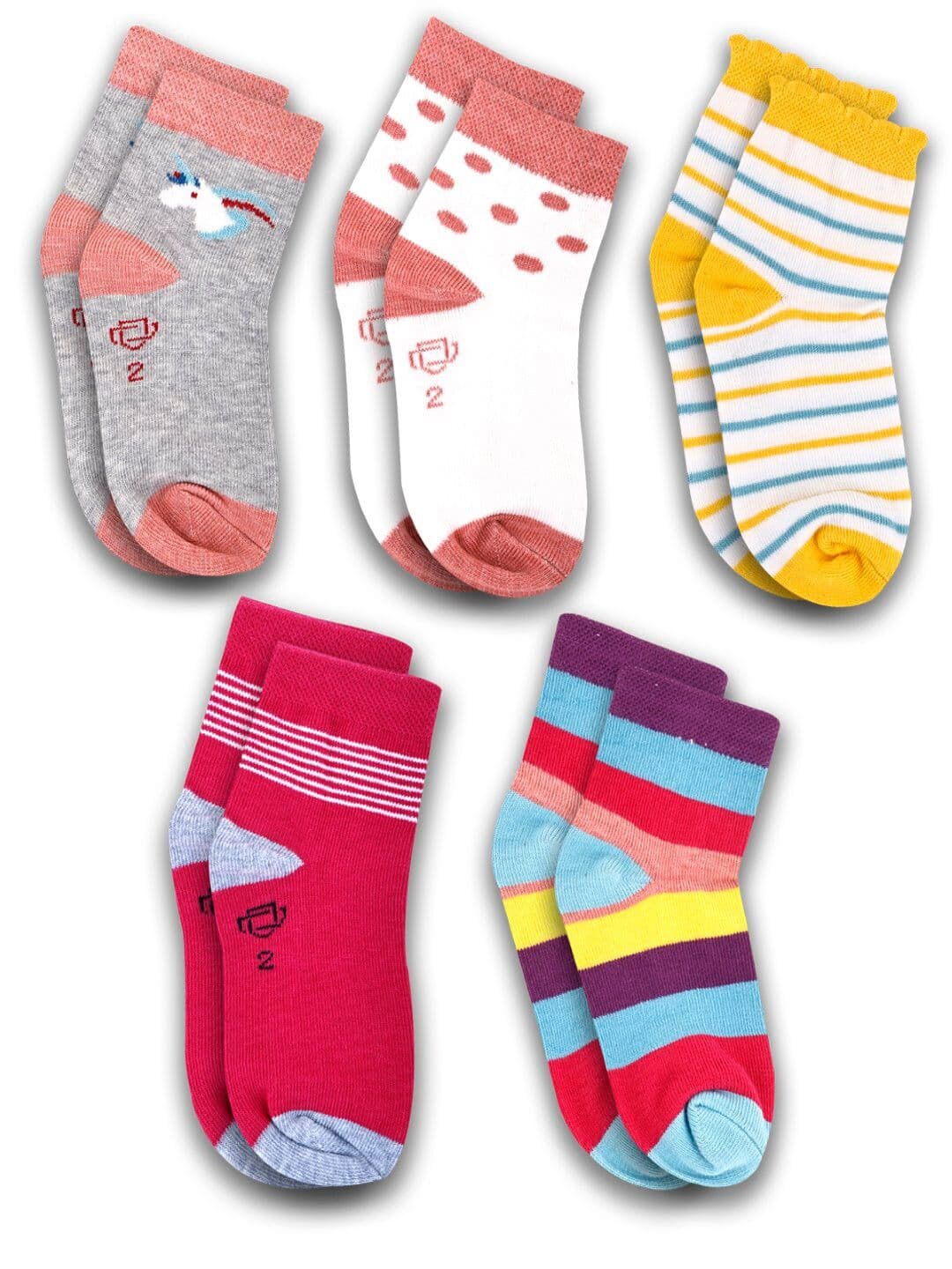 Dollar Socks Kids Pack Of 5 Assorted Cotton Ankle Length Socks - view 1