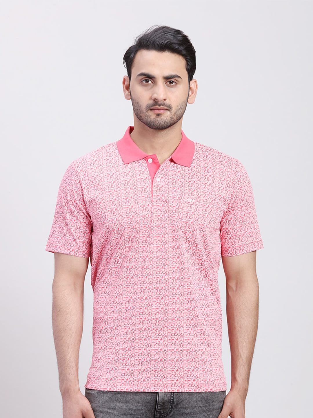 ColorPlus Men Striped Polo Collar Pockets T-shirt - view 1