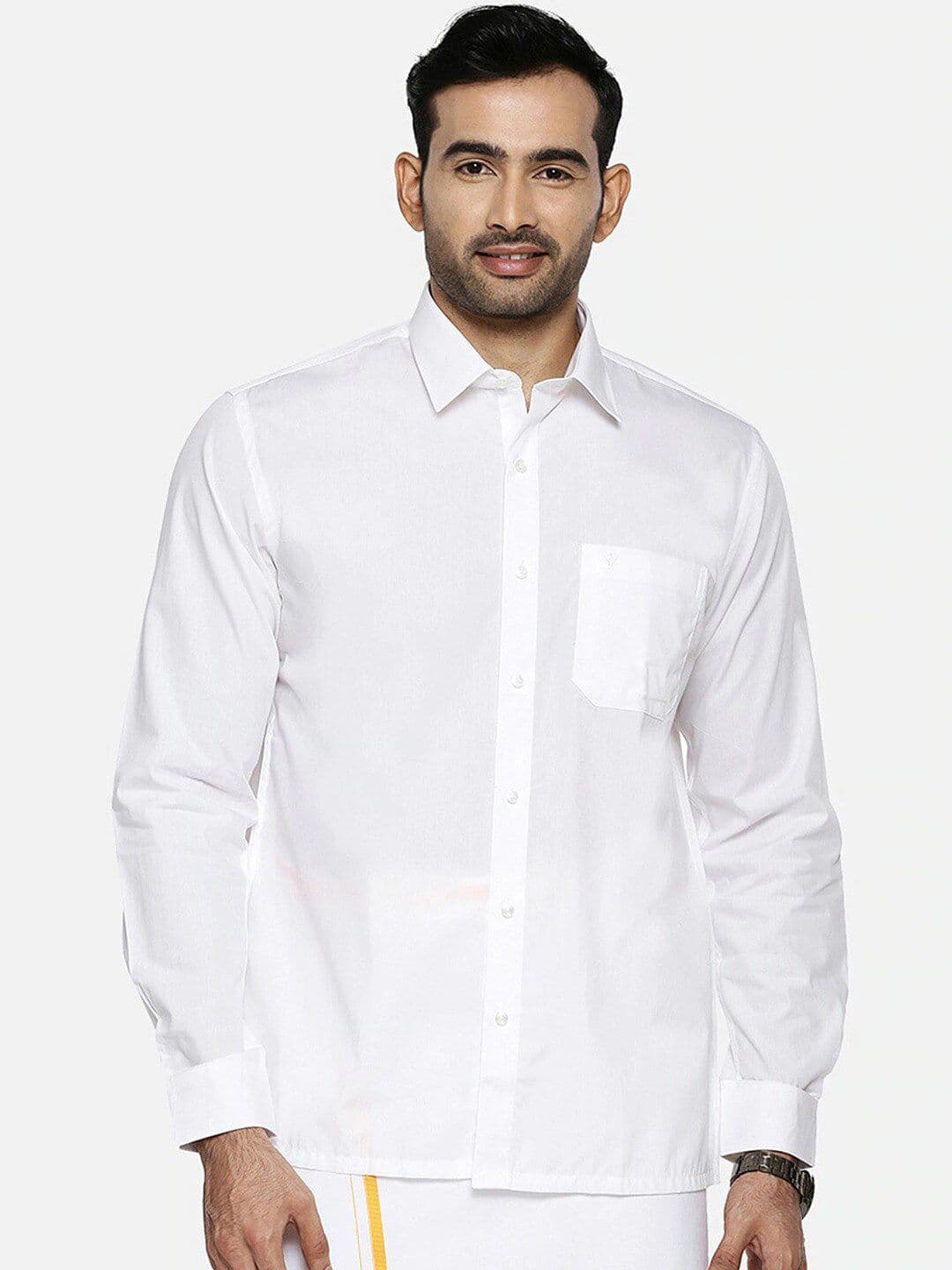 Ramraj White Regular Fit Spread Collar Casual Shirt - view 1