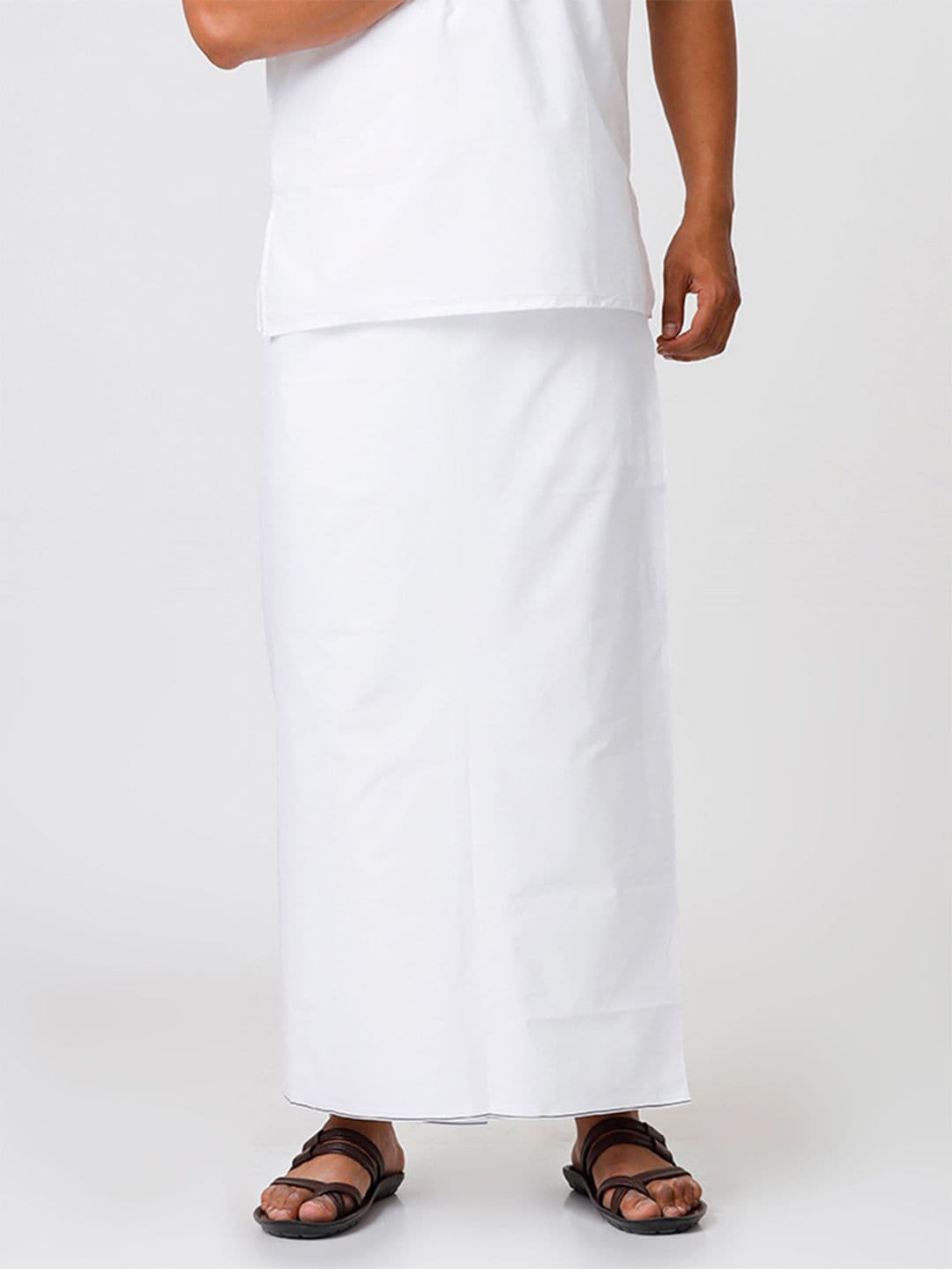 Ramraj Men Cotton White Solid Single Layer Dhoti Prayer Dhoti - view 1