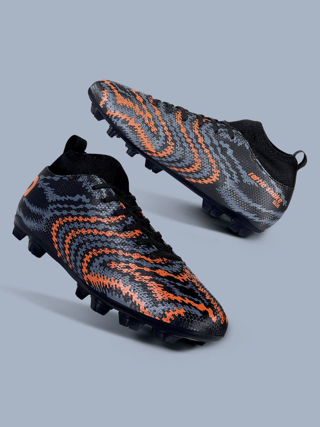 Aivin Men Black & Orange Rattle Snake Pro Football Shoes - view 1