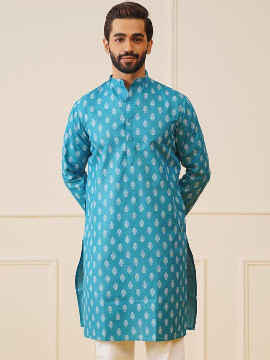 Jompers Floral Printed Cotton Strigth Kurtas - view 1