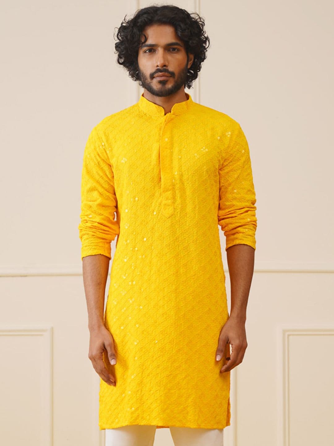 Jompers Ethnic Motifs Embroidered Chikankari Pure Cotton Straight Kurta - view 1