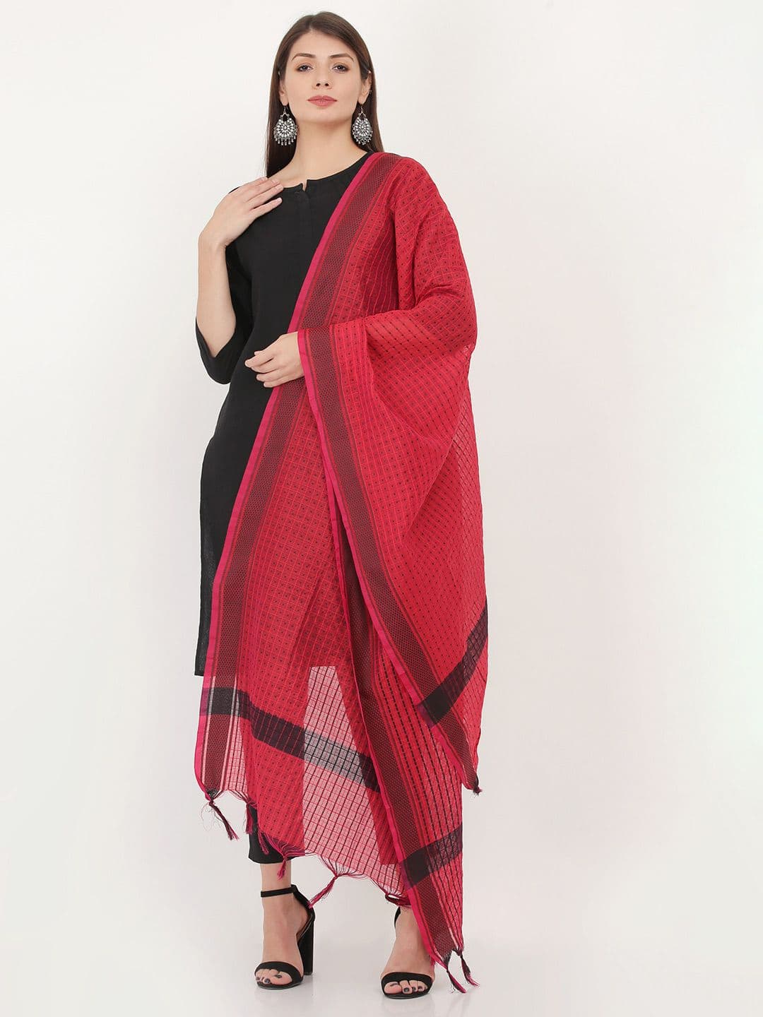 Livvie Geometric Woven Design Cotton Silk Dupatta - view 1