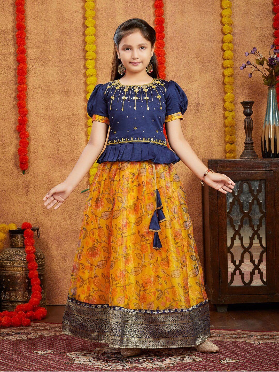 Aarika Girls Embroidered Ready to Wear Lehenga & Blouse - view 1