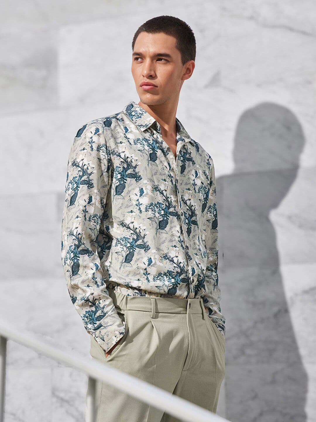 Mufti Slim Fit Short Sleeves Spread Collar Floral Opaque Printed Casual Shirt - view 1
