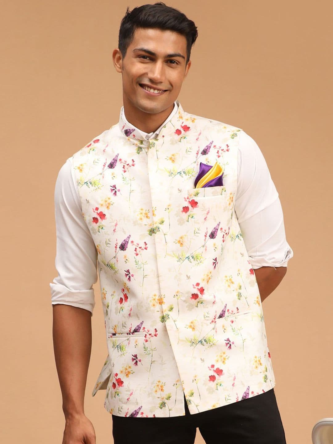 VASTRAMAY Printed Nehru Jacket - view 1