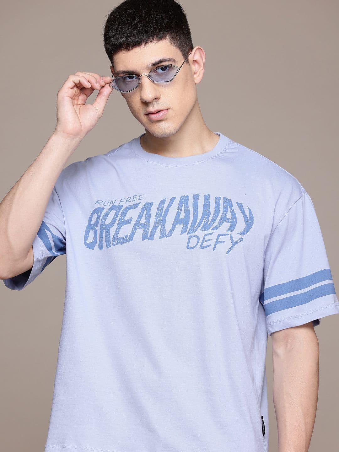 The Roadster Lifestyle Co. Typography Drop-Shoulder Sleeves Pure Cotton Oversized T-shirt - view 1