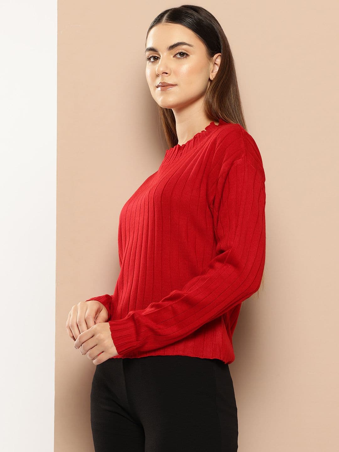 her by invictus Ribbed Pure Acrylic Pullover - view 1