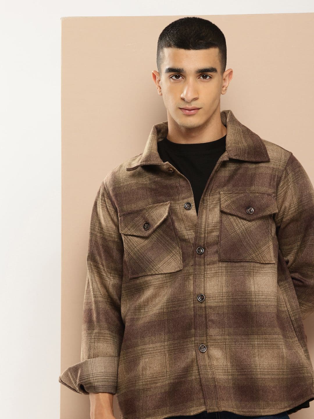 INVICTUS Long Sleeves Checked Regular Shacket - view 1