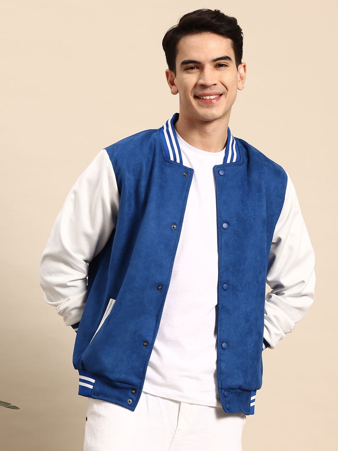 Mast & Harbour Solid Contrast Sleeves Bomber Jacket - view 1