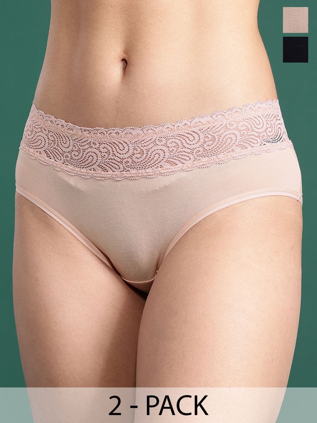 DressBerry Dresserry Pack of 2 High-Rise Laced Hipster Briefs - view 1