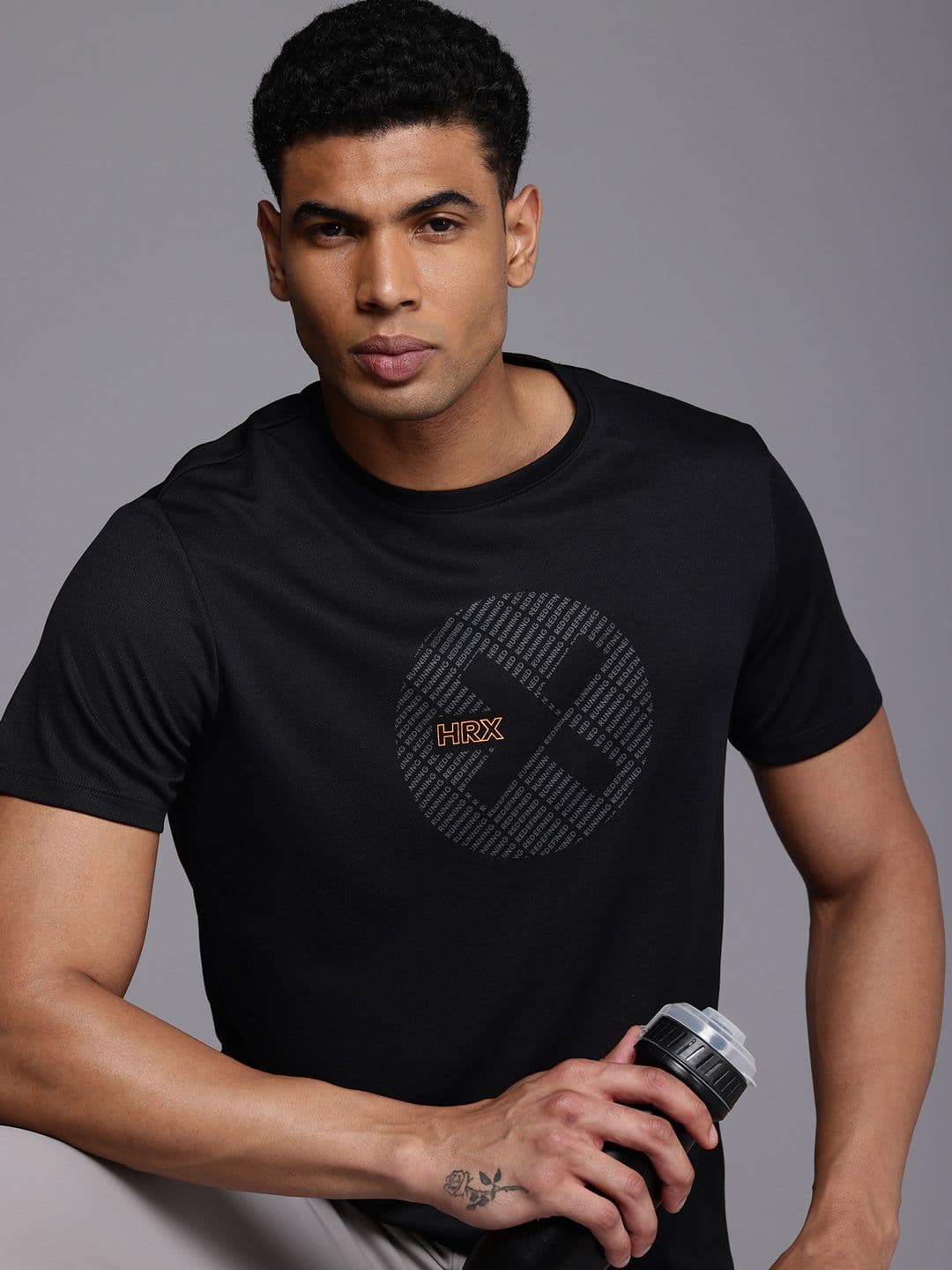 HRX by Hrithik Roshan Printed Raid-Dry Antimicrobial Finish Running T-shirt - view 1