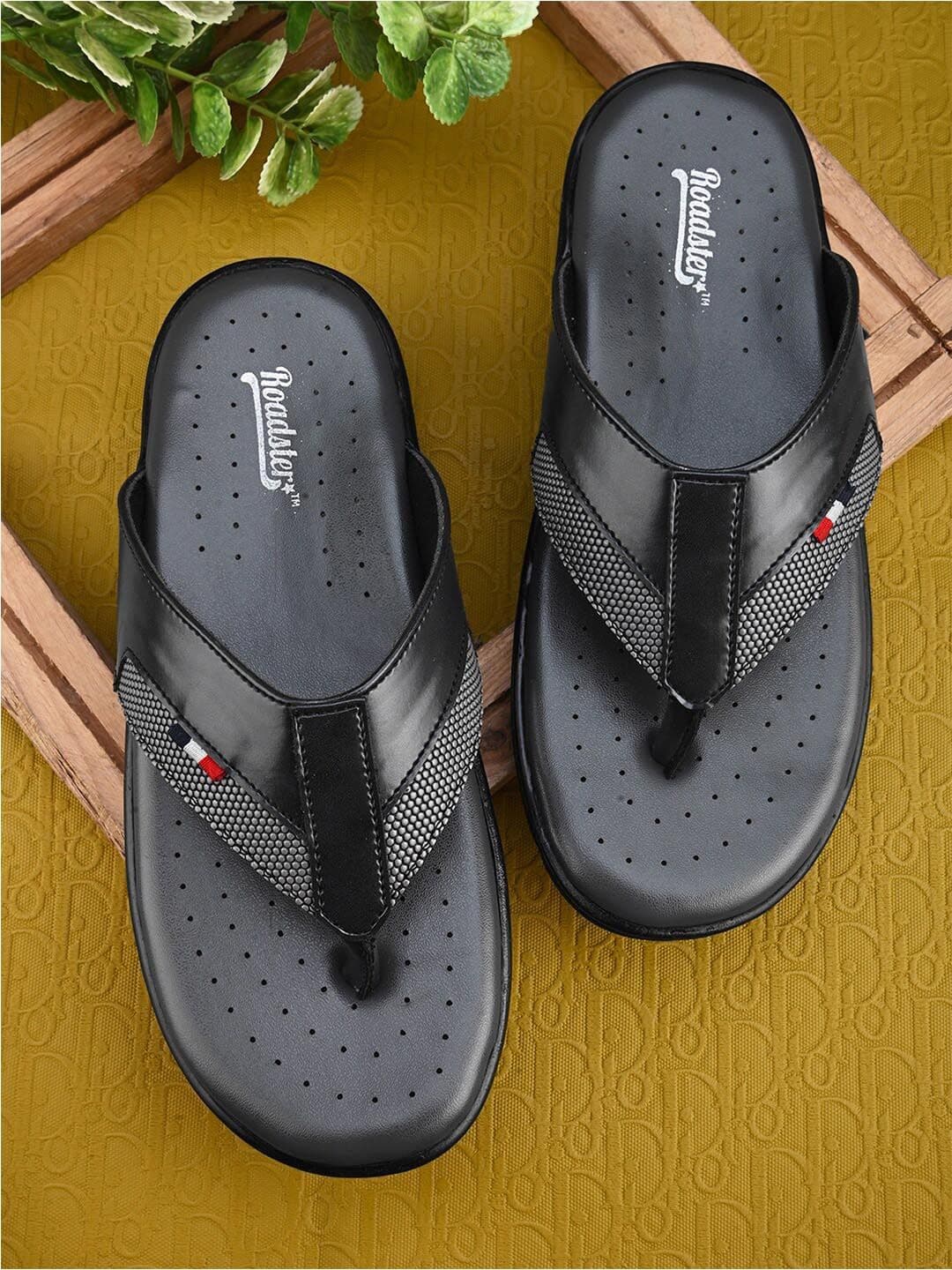 The Roadster Lifestyle Co. Black Slip-On Comfort Sandals - view 1