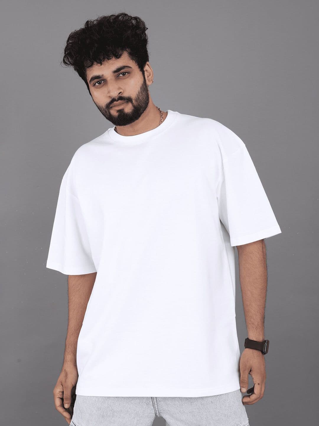 BROWN BROTHERS Unisex Pure Cotton Round Neck Short Sleeves Oversized Casual T-shirt - view 1