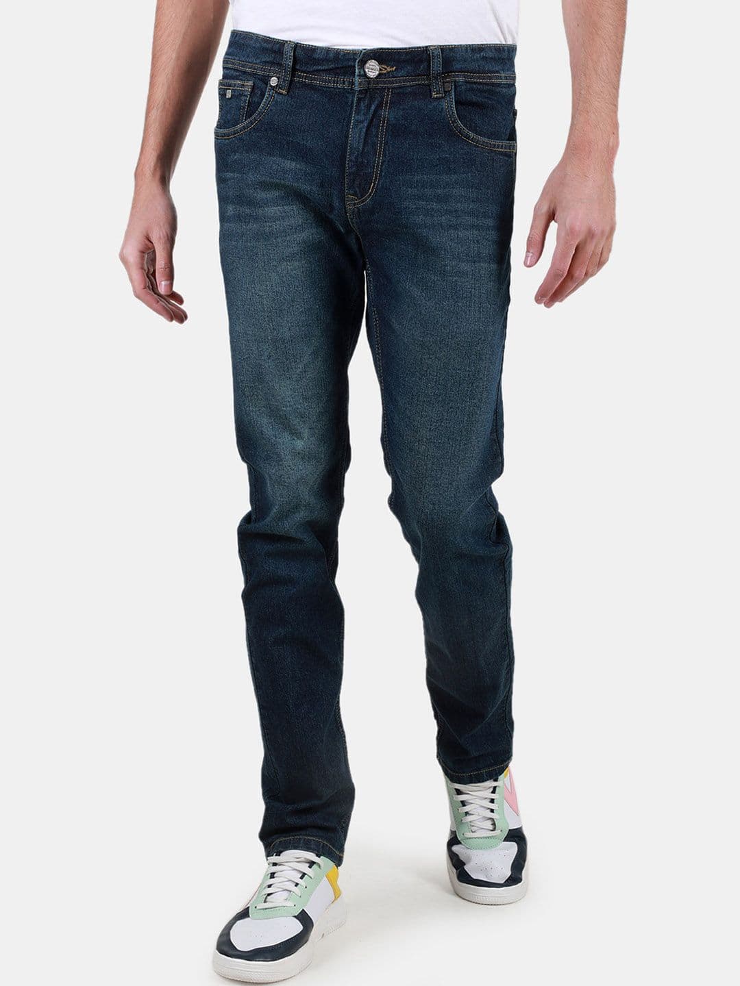 Duke Men Slim Fit Mid-Rise Light Fade Clean Look Cotton Stretchable Jeans - view 1