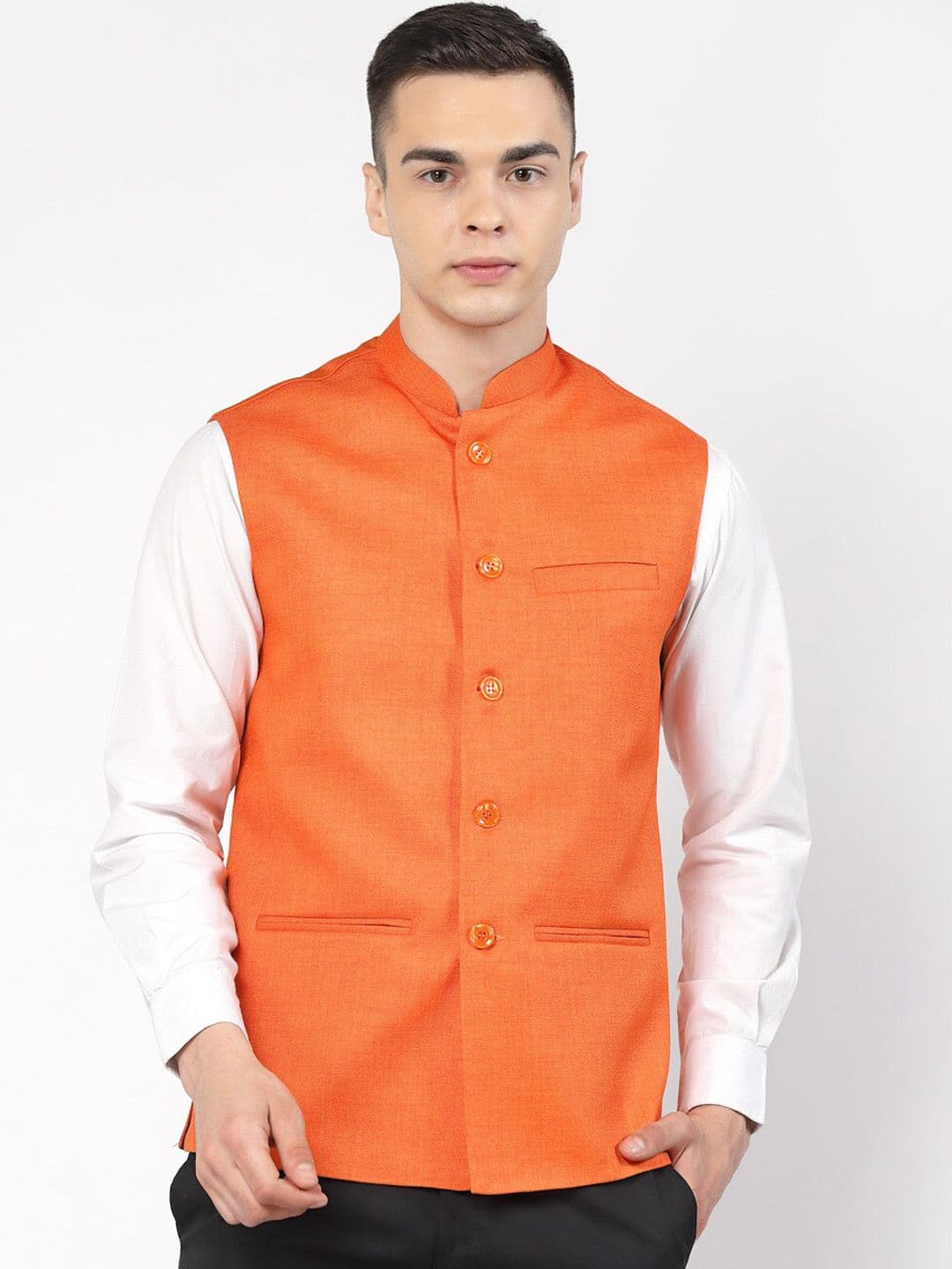 Badoliya & Sons Woven Jute Cotton Nehru Jacket - view 1