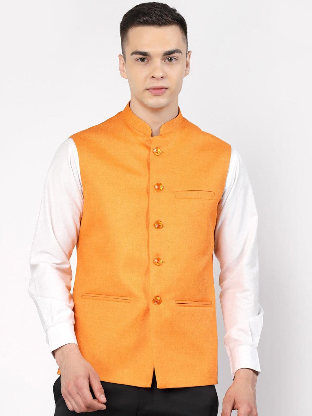 Badoliya & Sons Woven Jute Cotton Nehru Jacket - view 1