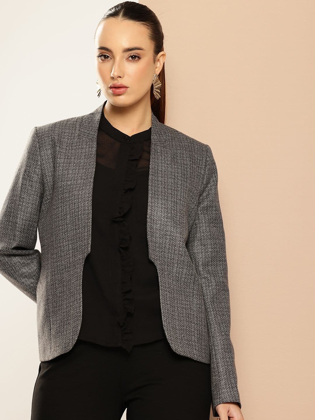 her by invictus Self Design Front-Open Semiformal Blazers - view 1