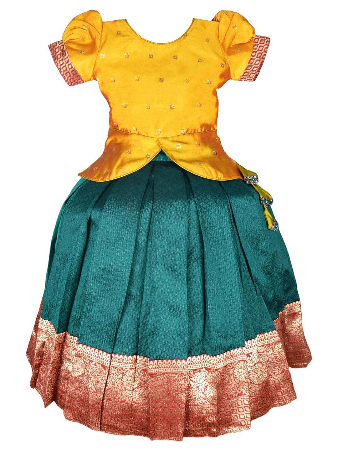 AMIRTHA FASHION Girls Woven Design Zari Ready to Wear Lehenga & Blouse - view 1