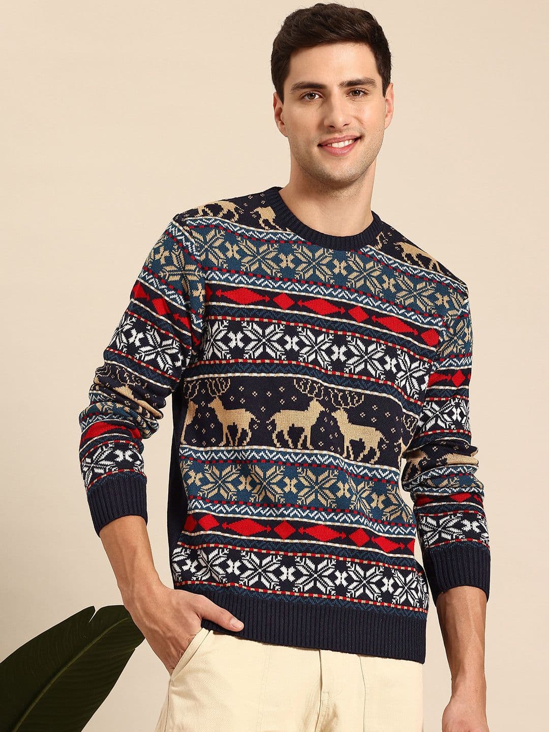 Mast & Harbour Men Fair Isle Acrylic Pullover - view 1