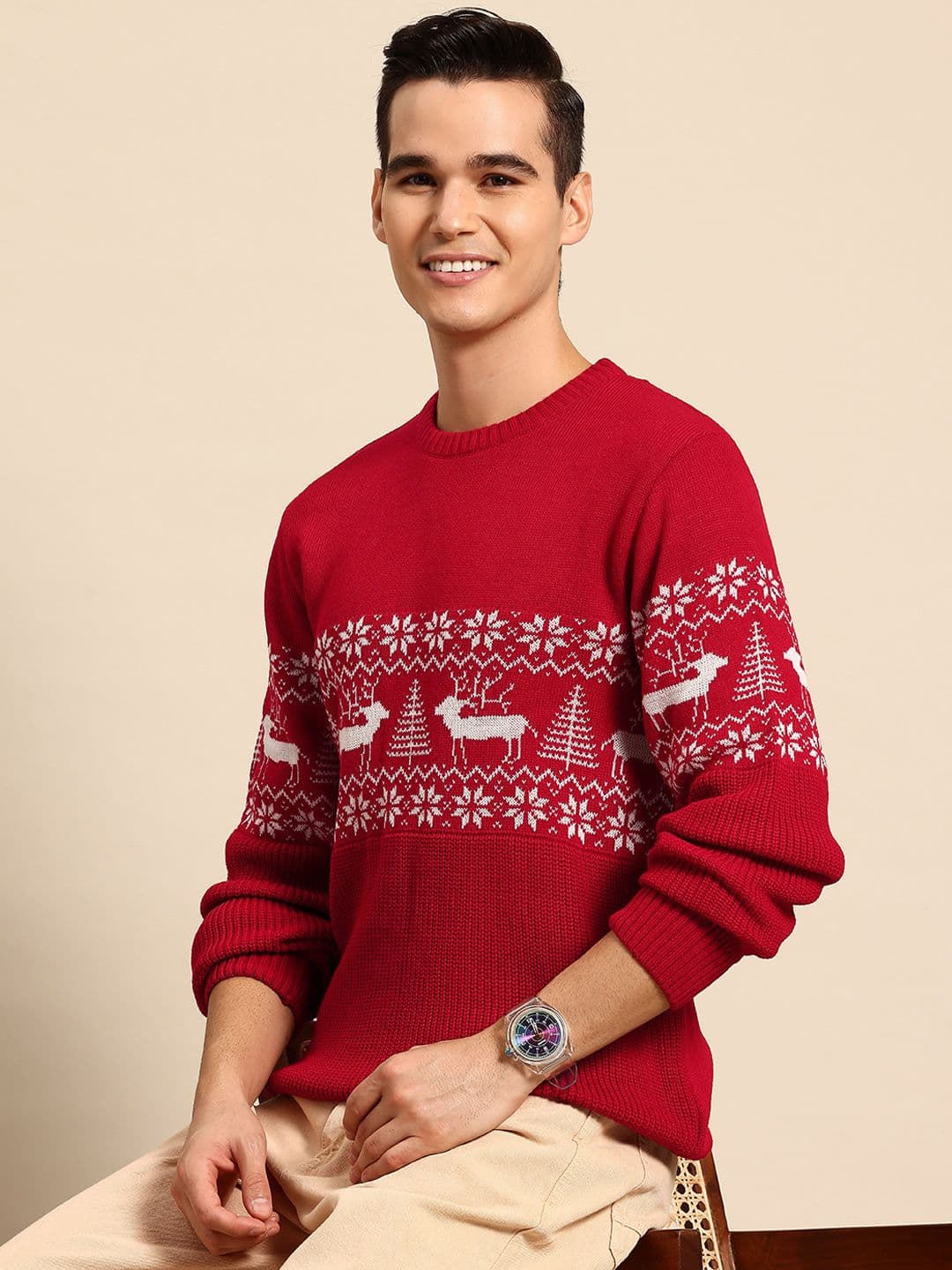 Mast & Harbour Acrylic Fair Isle Pullover - view 1