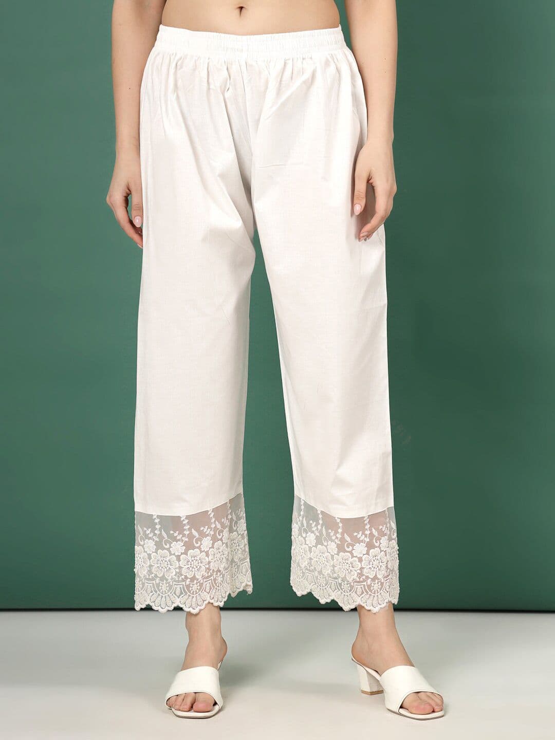 Clora Creation Floral Hem Design Knitted Ethnic Palazzos - view 1
