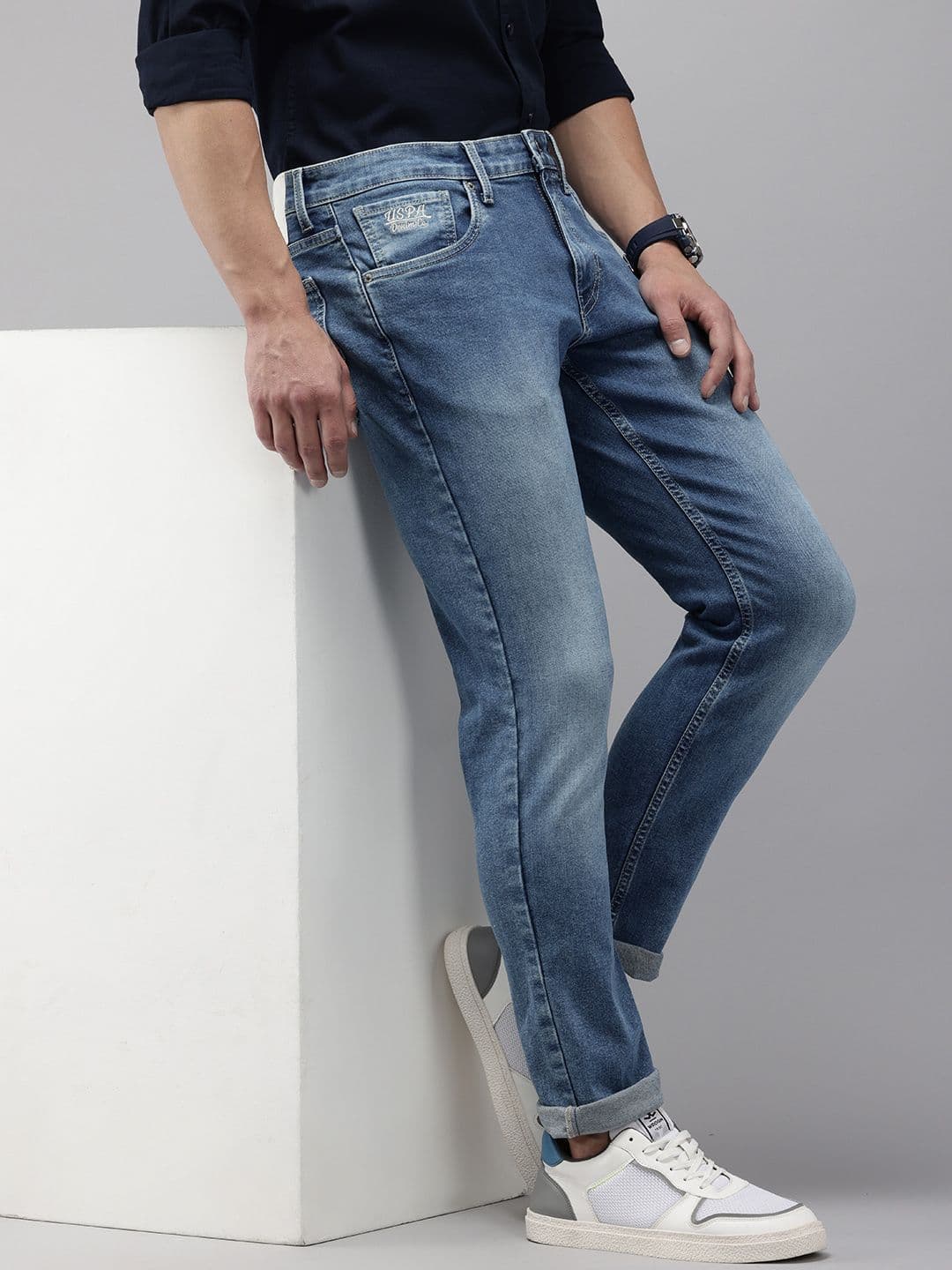 U.S. Polo Assn. Denim Co. Men Brandon Slim Fit Light Fade Stretchable Jeans