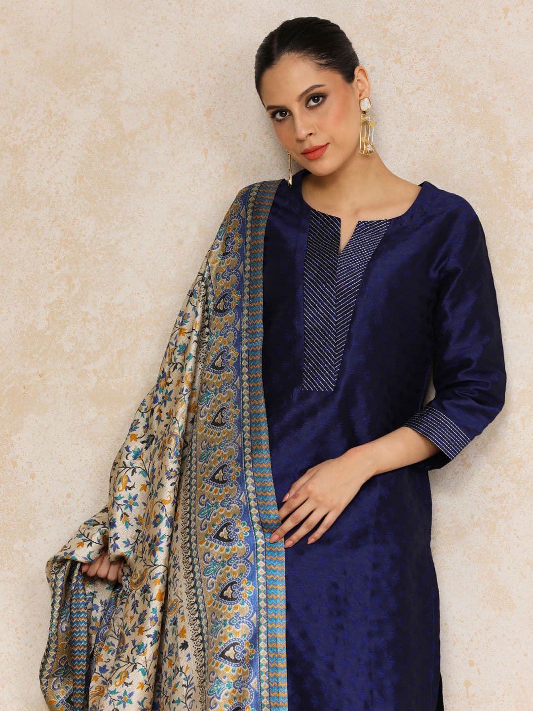 Varanga Woven Design Zari Kurta with Trousers & Dupatta - view 1