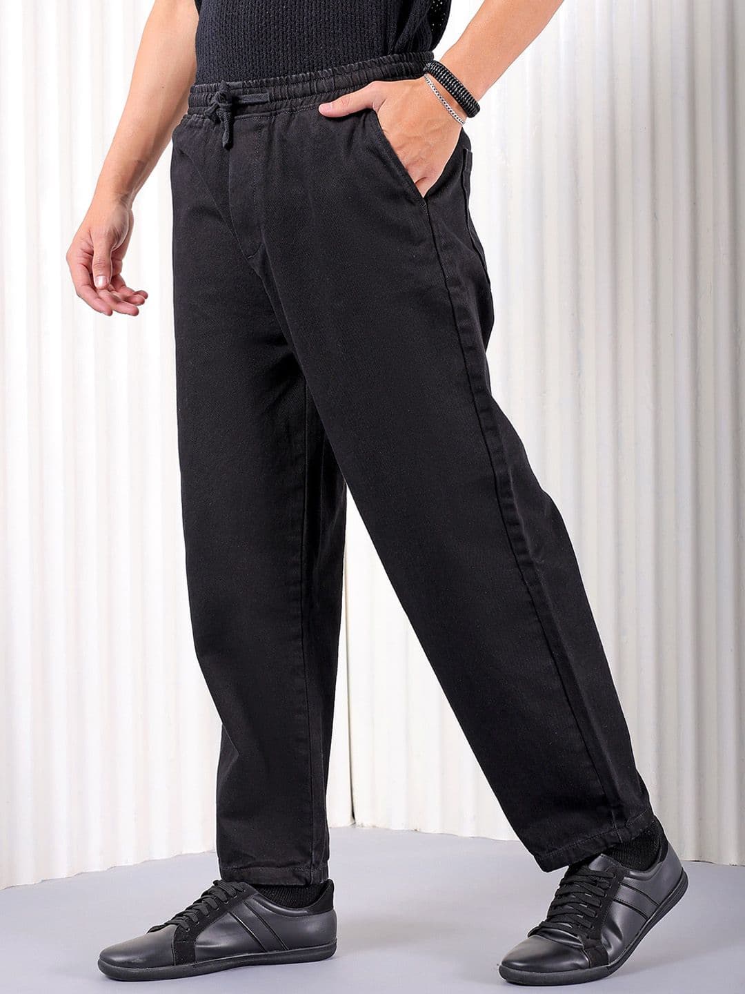 The Indian Garage Co Men Baggy Fit Cotton Elasticated Waist Jeans - view 1
