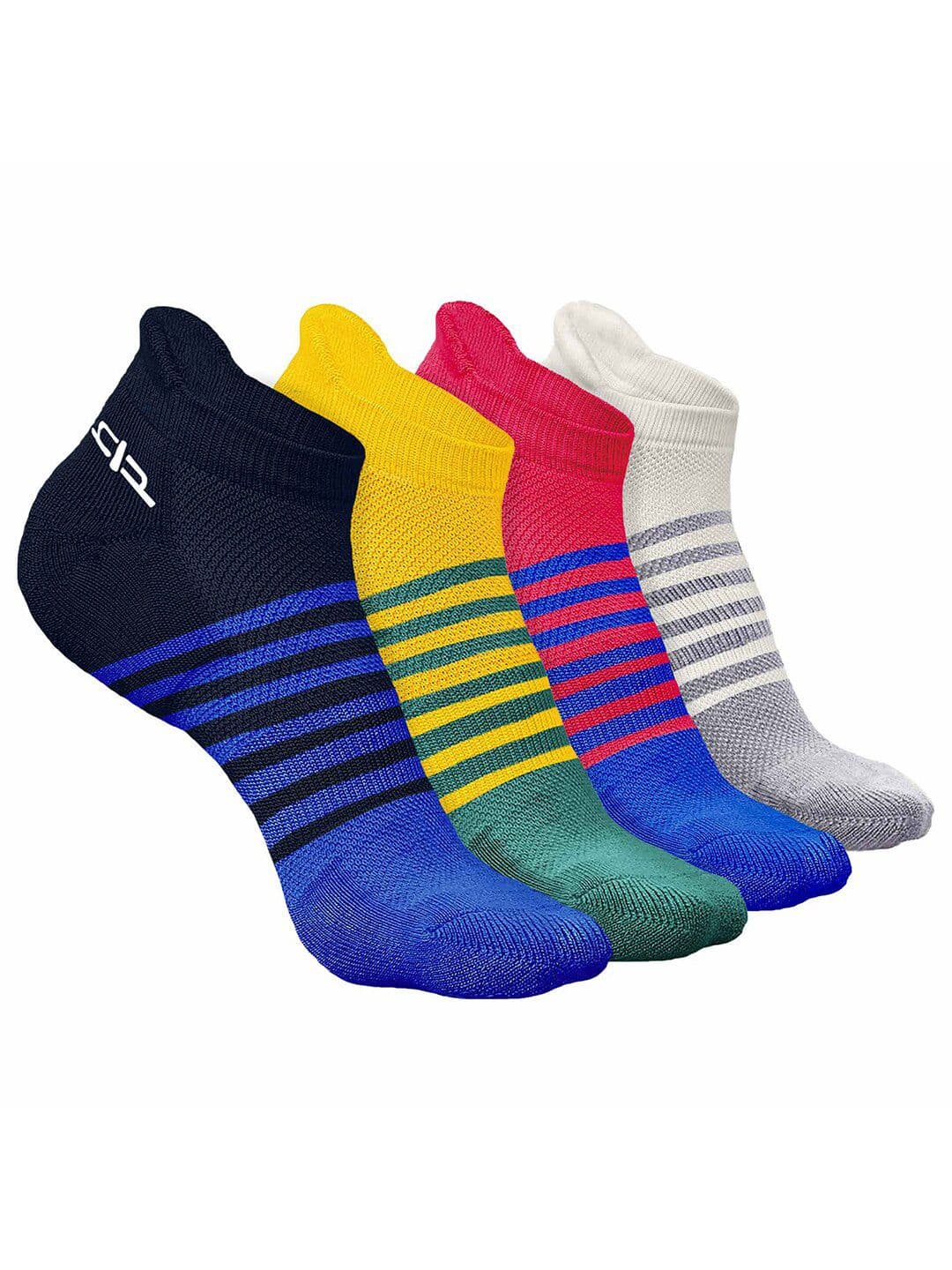 Heelium Men Pack of 4 Bamboo Super Soft & Odour-Free Breathable Striped Ankle-Length Socks - view 1