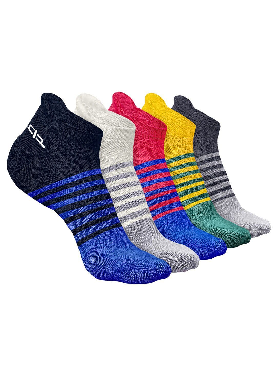 Heelium Men Pack of 5 Bamboo Super Soft & Odour-Free Breathable Striped Ankle-Length Socks - view 1