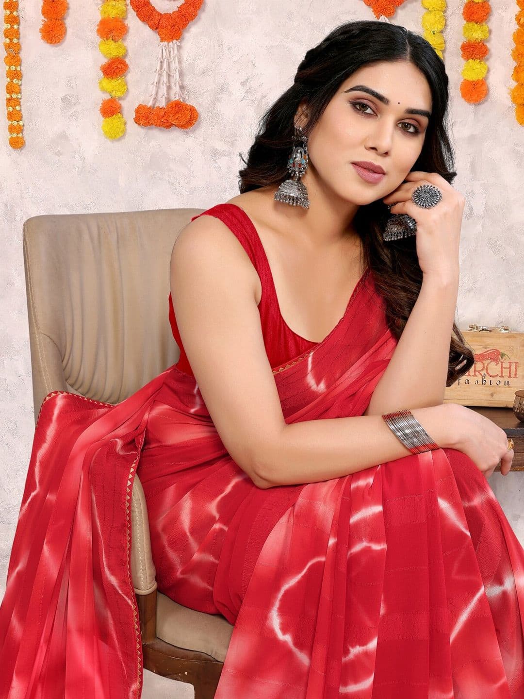 KALINI Tie and Dye Gotta Patti Designer Saree - view 1