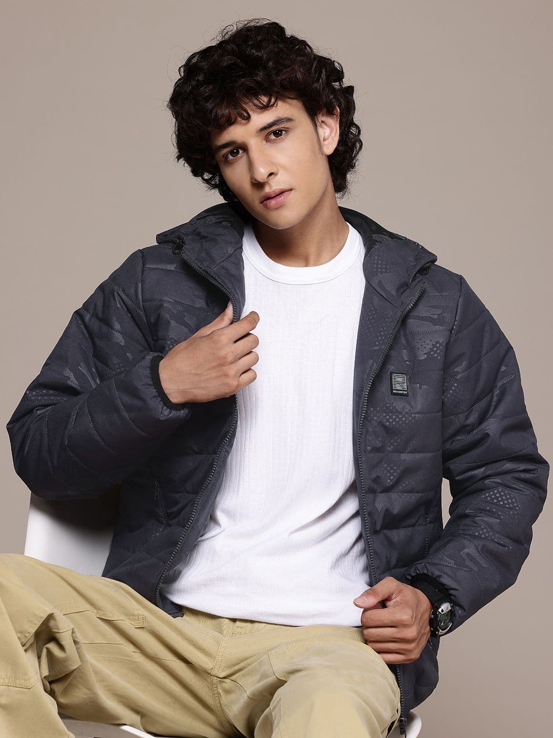 The Roadster Lifestyle Co. Printed Hooded Padded Jacket - view 1