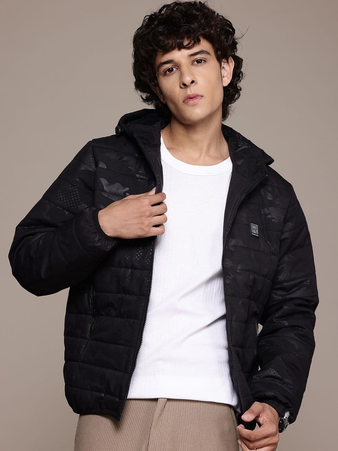 The Roadster Lifestyle Co. Printed Hooded Padded Jacket - view 1