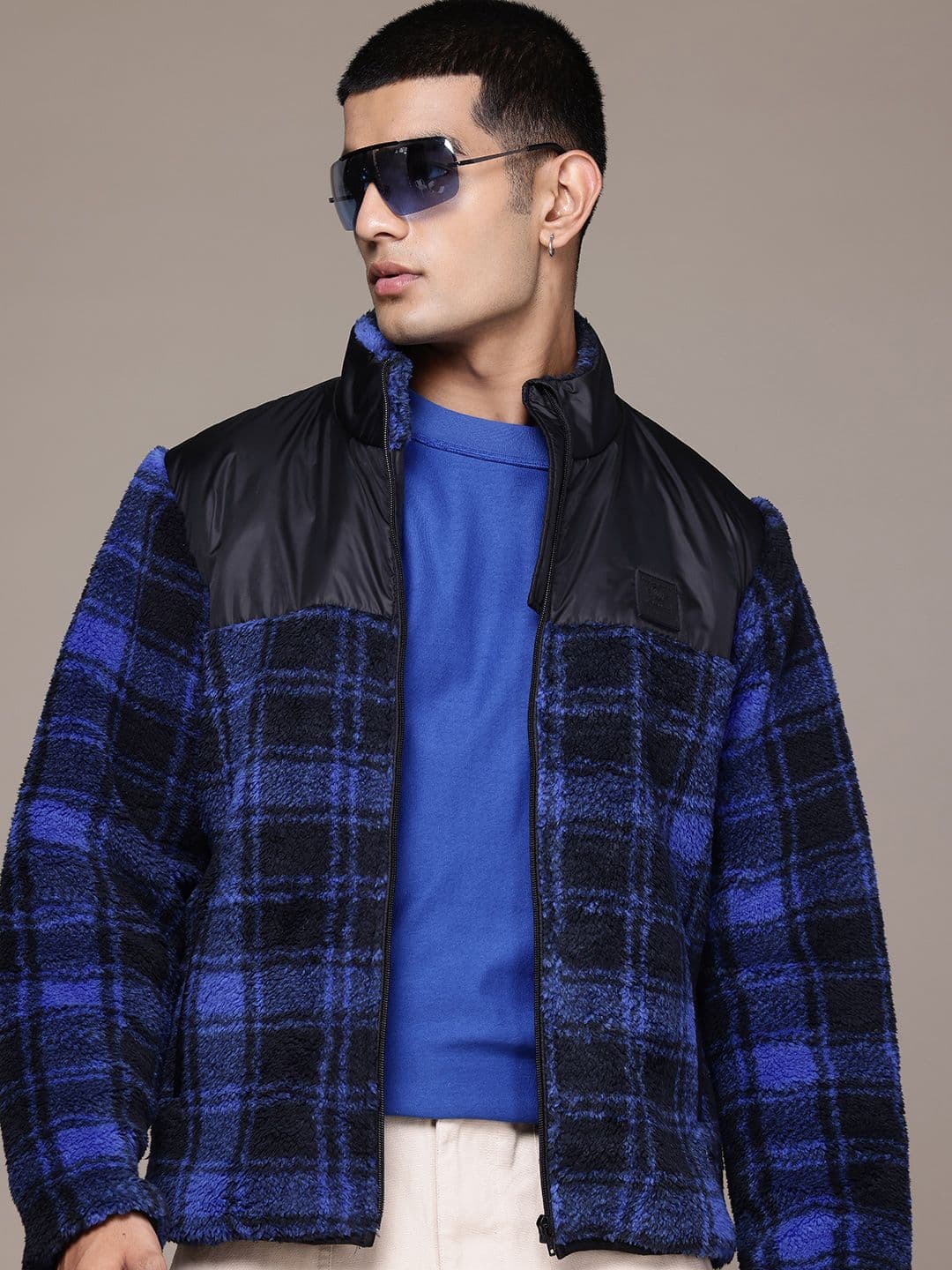 The Roadster Lifestyle Co. Checked Jacket with Faux Fur Detail - view 1