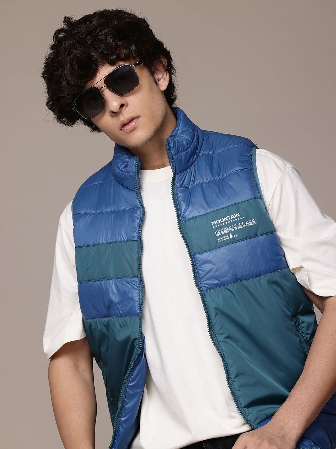 Roadster The Lifestyle Co. Colourblocked Gilet Padded Jacket - view 1