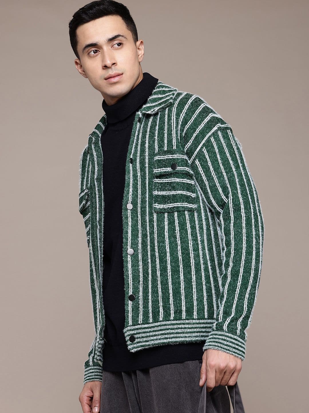 The Roadster Lifestyle Co. Striped Fuzzy Tailored Jacket - view 1