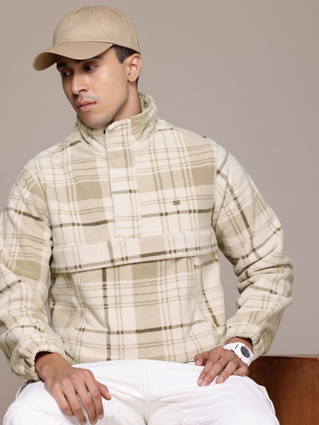 The Roadster Lifestyle Co. Checked Jacket with Sherpa Detail - view 1