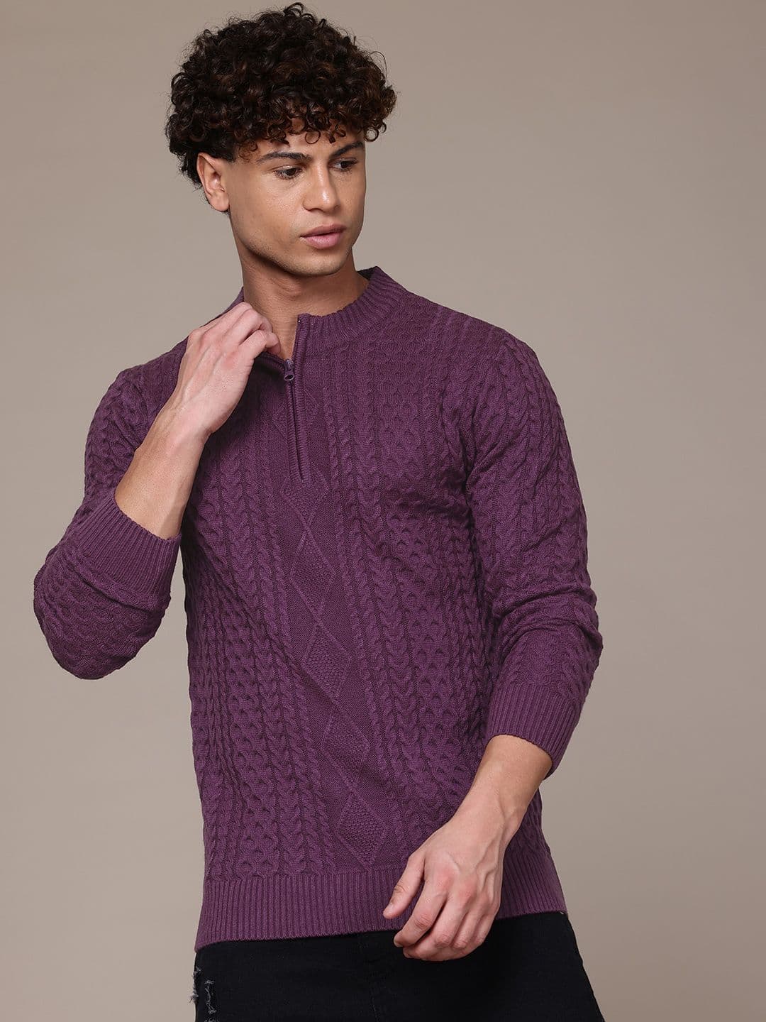 The Roadster Lifestyle Co. Cable Knit Acrylic Pullover - view 1