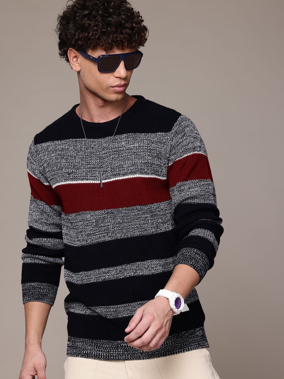 The Roadster Life Co. Striped Acrylic Pullover - view 1