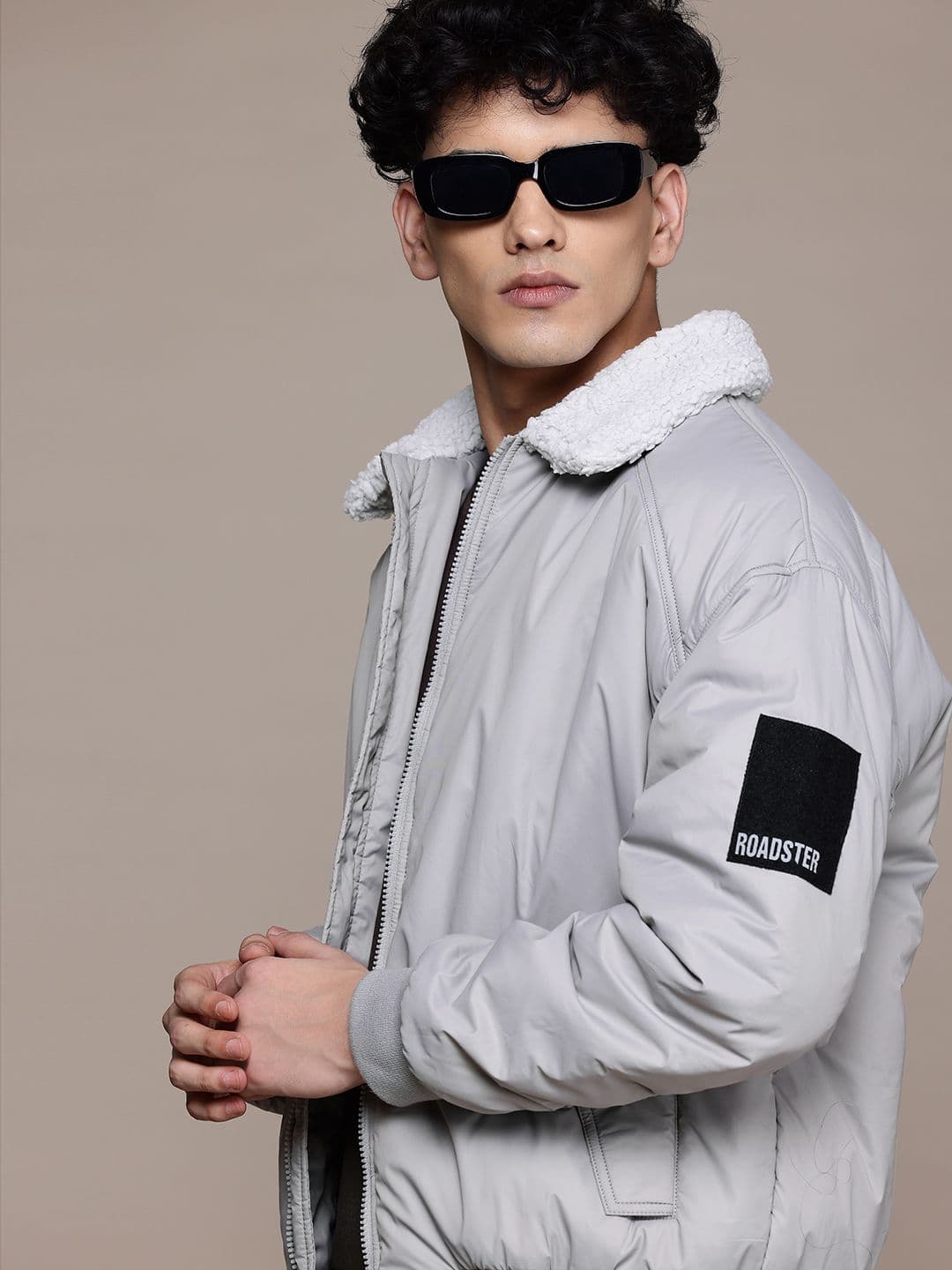 Roadster The Lifestyle Co. Fleece Detail Spread Collar Bomber Jacket - view 1