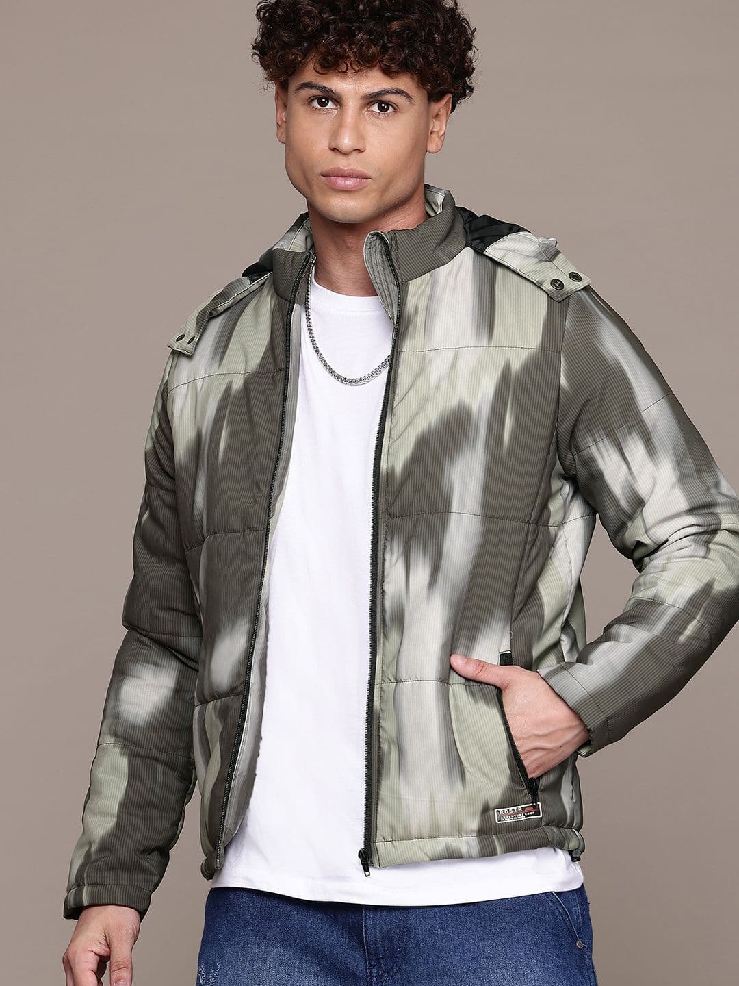 The Roadster Life Co. Abstract Printed Hooded Padded Jacket - view 1