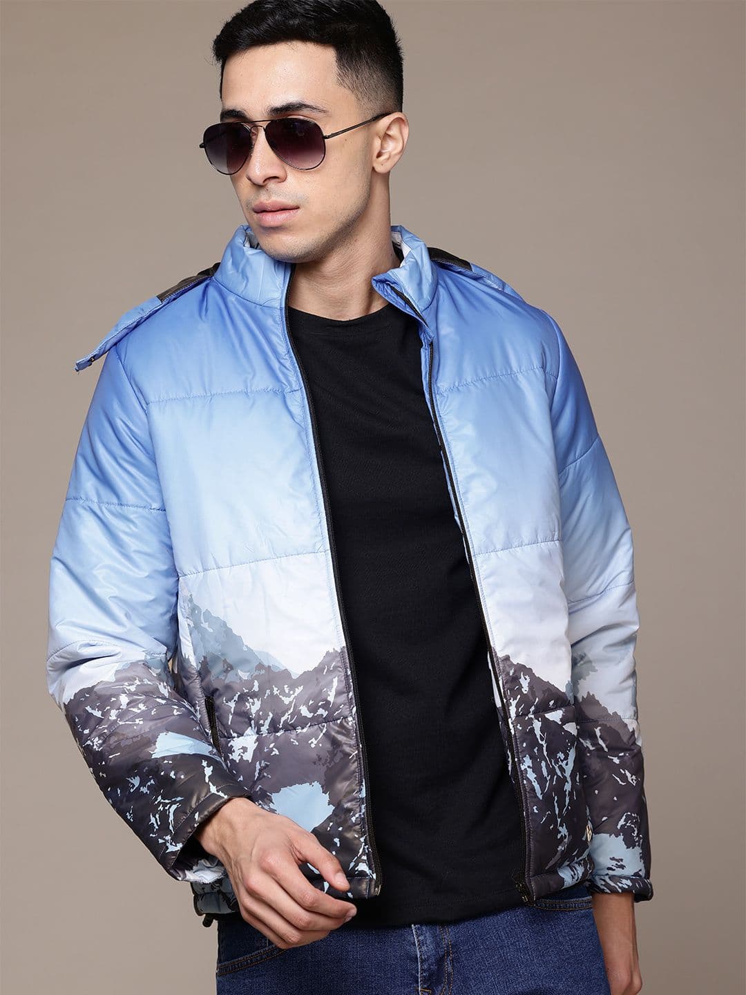 The Roadster Lifestyle Co. Printed Hooded Padded Jacket - view 1