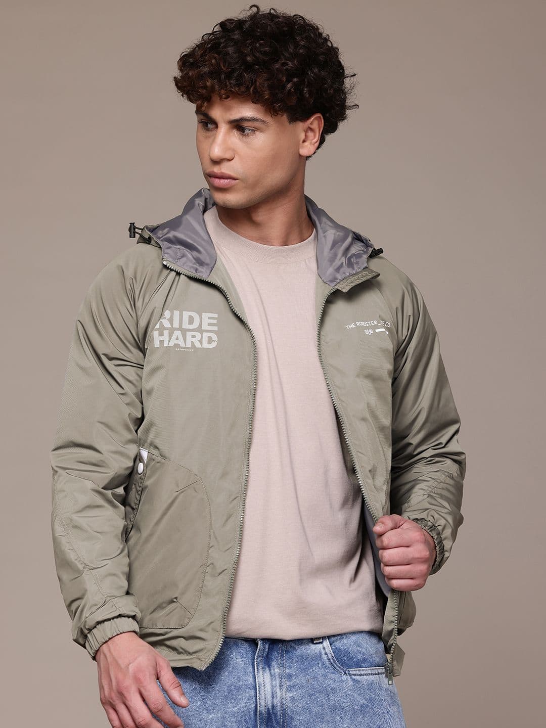 The Roadster Lifestyle Co. Typography Hooded Bomber Jacket - view 1
