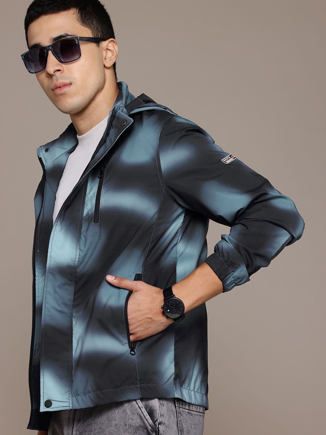 Roadster The Lifestyle Co. Abstract Printed Tailored Hooded Jacket - view 1