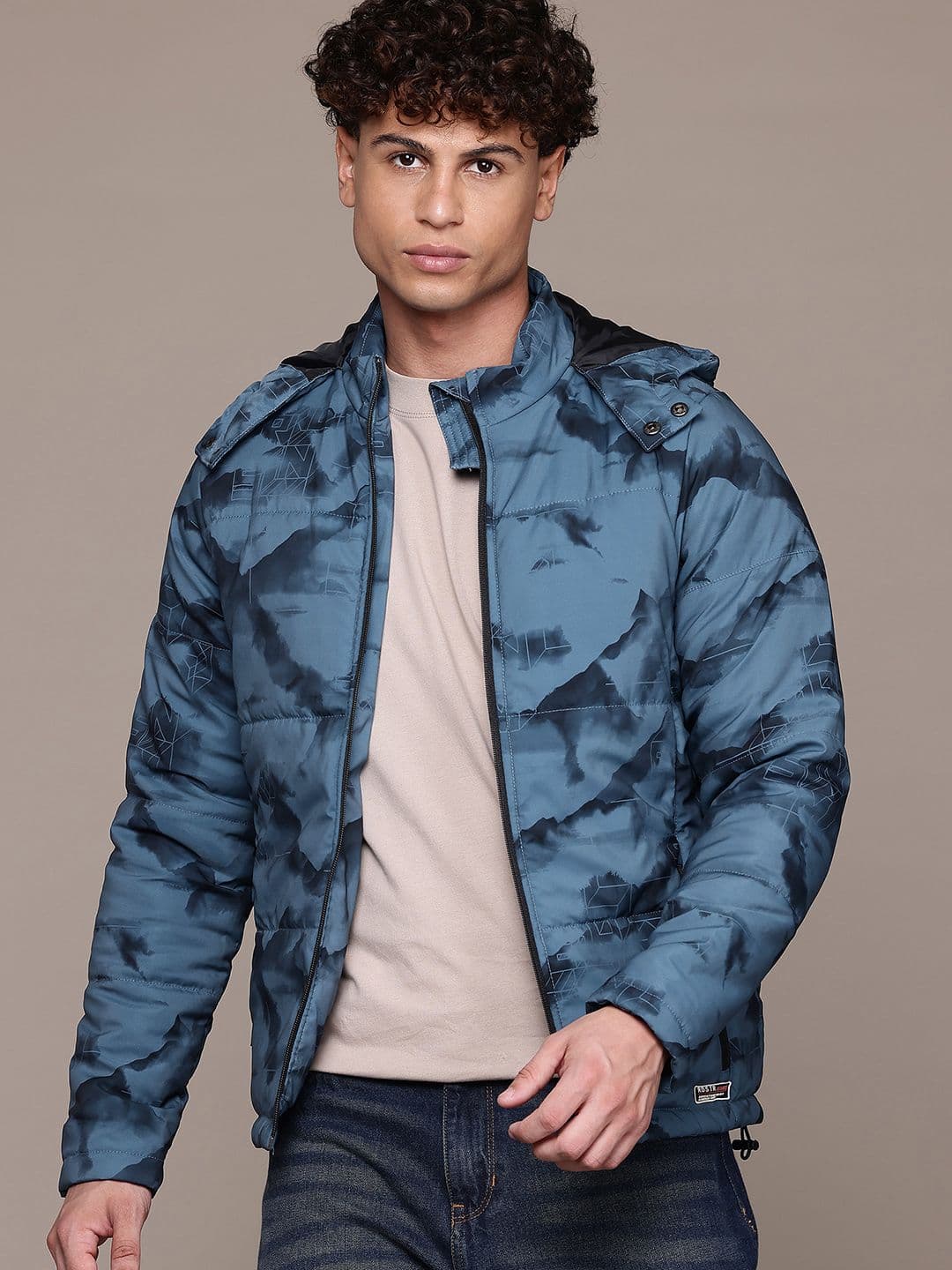 The Roadster Life Co. Abstract Printed Hooded Padded Jacket - view 1