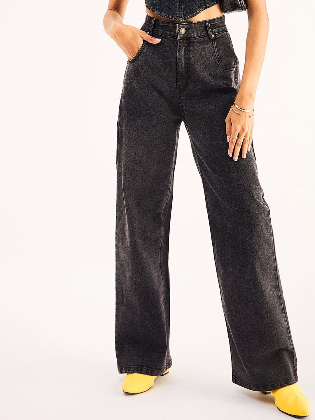 SASSAFRAS BASICS Women Straight Fit High-Rise Clean Look Acid Wash Stretchable Jeans - view 1