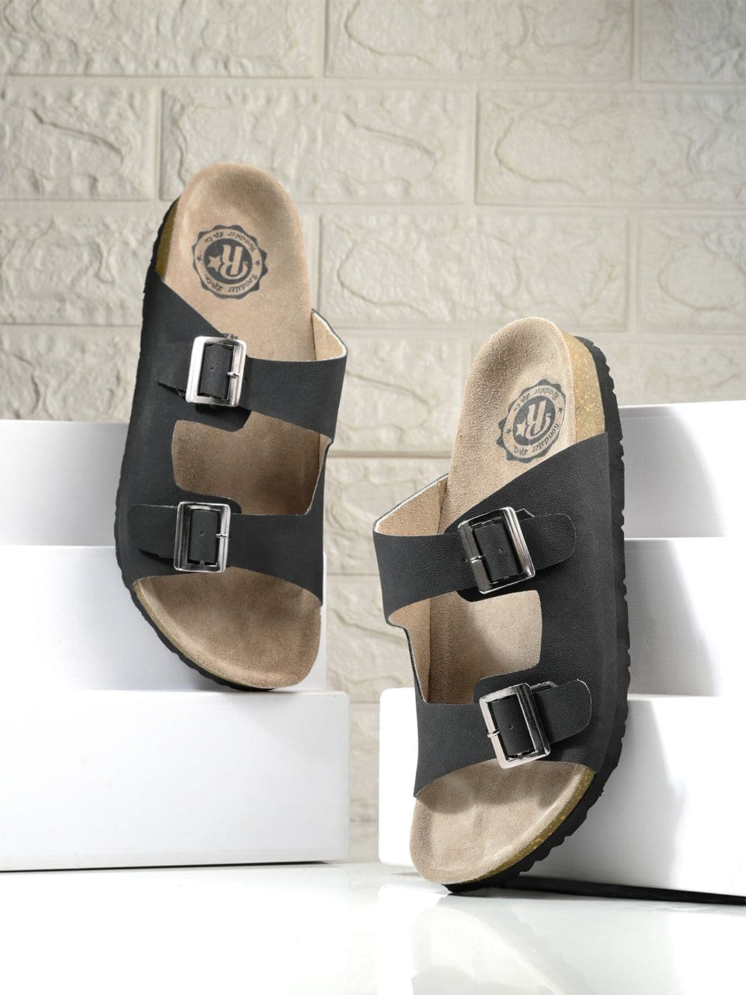 The Roadster Lifestyle Co. Men Black Slip-On Comfort Sandals - view 1