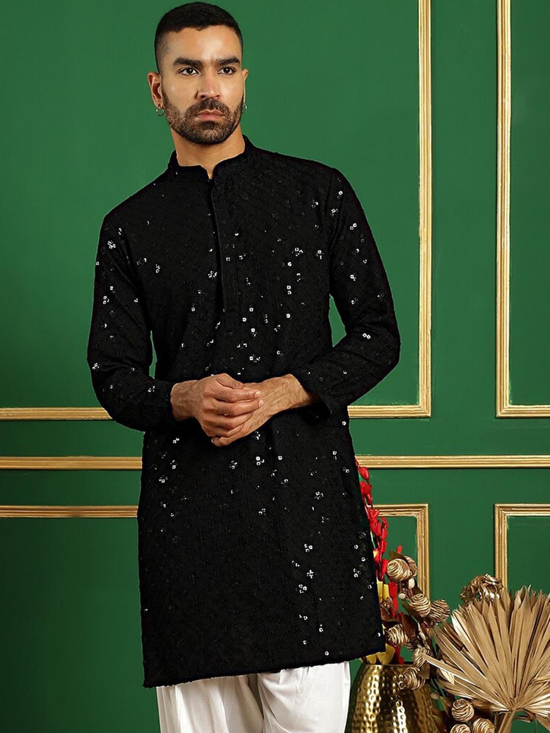 Jompers Floral Embroidered Mandarin Collar Straight Kurta - view 1